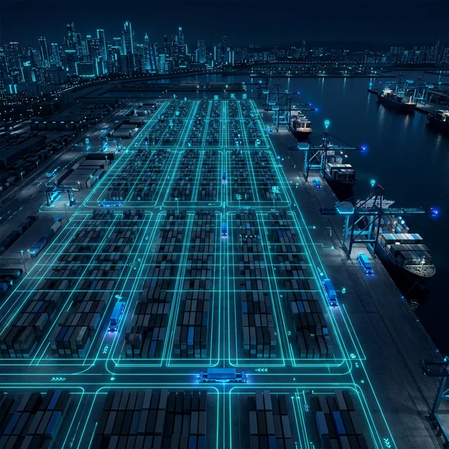 Porto com contêineres mapeados